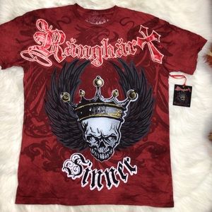 RANGHART  2XL Graphic Sinner Saint Skull All Over Print Crown Graffiti NWT.